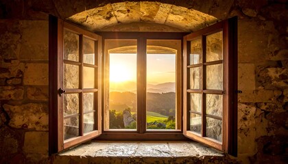 Ancient window to sunset view