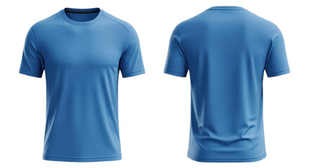 Blank Blue T-Shirt Front And Back Mockup For Sportswear Apparel Design