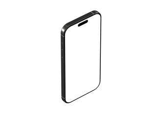 High-quality isometric mockup of a modern black smartphone with a blank screen, perfect for app presentations and website designs. Download now!