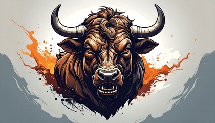 Angry bull head illustration