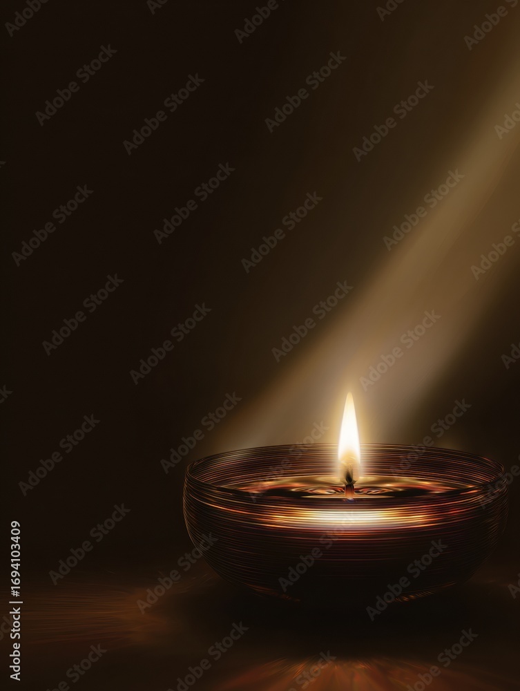 Aufkleber Soft Light Emanates From a Flickering Candle in a Darkened Space, Creating a Warm and Tranquil Atmosphere for Relaxation