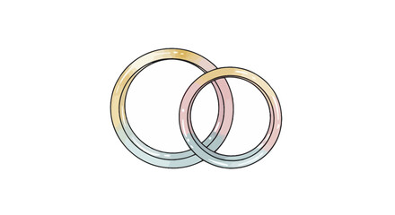 Two Interlocking Rings with Subtle Watercolor Hues.
