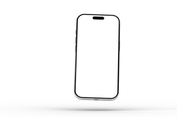 Clean and modern smartphone mockup with blank screen, perfect for app presentations or website designs.  Isolated on white background for easy use.