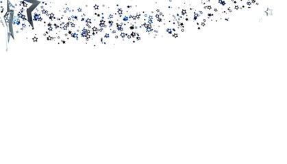 Fototapeta premium Perfect for celebratory designs, this image features a scattering of blue and black stars on a clean white backdrop.