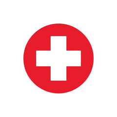 Medical Cross Symbol Red Circle with White Cross - Healthcare Icon