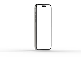 High-quality image of a modern smartphone with blank screen, perfect for app presentations or website mockups.  Isolated on white background.