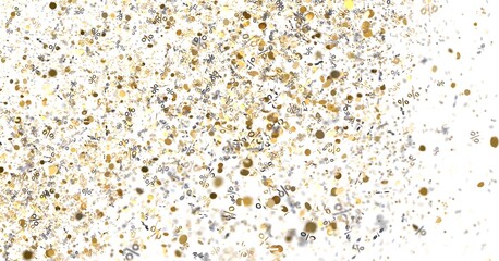 Abstract background with gold and silver percentage confetti. Perfect for sales, discounts, and promotions.