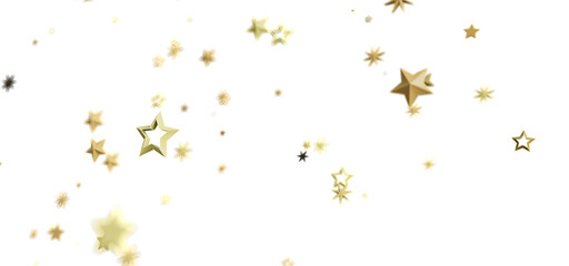 Beautiful image of gold stars falling against a white background, perfect for celebrations.