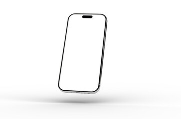 High-quality 3D render of a modern smartphone with a blank screen, perfect for app presentations or website mockups.  Clean and minimalist design.