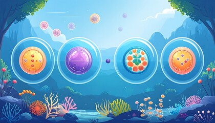 Animated circles in underwater scene
