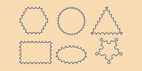 Postage Stamp Frame Set – Decorative Vector Border Template Collection