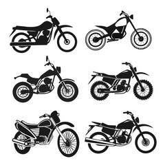 Obraz premium Six black motorcycle silhouettes motorbike cruiser