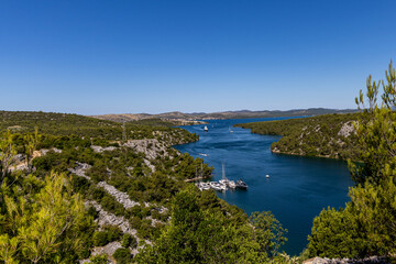 Obraz premium Prokljansko Lake Croatia, Krka River. View from above