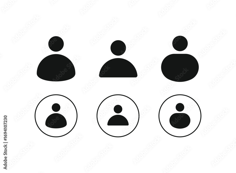 Poster minimalist user icon vector set. modern flat design profile icons for accounts, logins, and avatars.