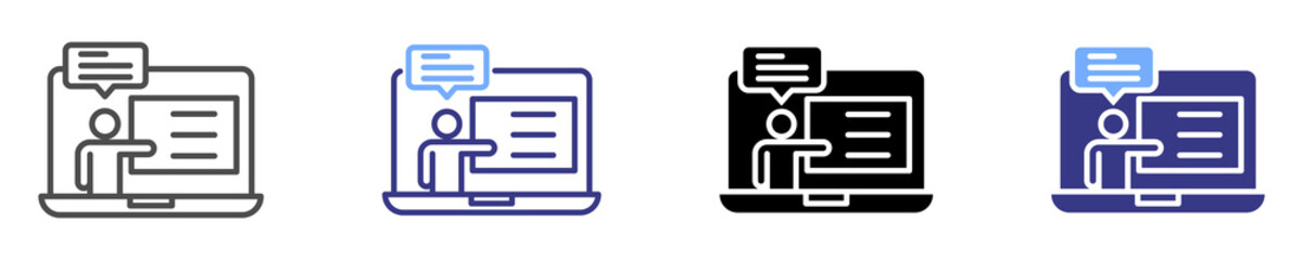 Online Presentation icon set multiple style