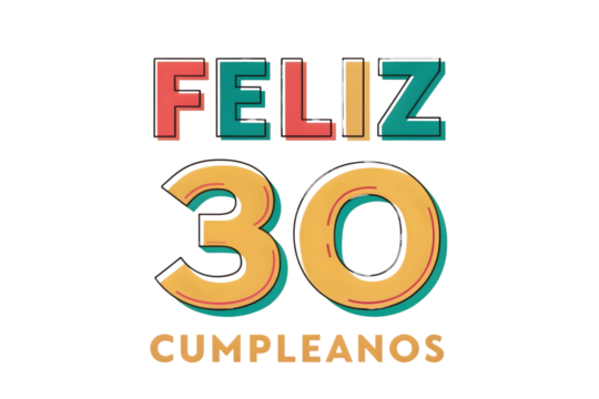 Feliz 30 Cumpleanos Text With Stars And Confetti thirty birthday PNG Transparent background