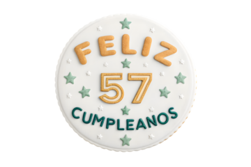 Feliz 57 Cumpleanos Cookie With Stars fifty seven birthday PNG Transparent background