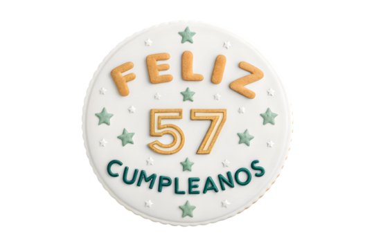 Feliz 57 Cumpleanos Cookie With Stars fifty seven birthday PNG Transparent background