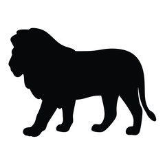 Black lion silhouette vector illustration for logo design and wildlife animal graphics projects