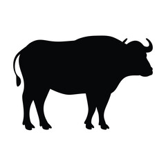 Download this high quality vector graphic of a black silhouette of a water buffalo for free use
