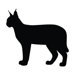 Black lynx silhouette vector illustration of wild cat predator animal wildlife design graphic art