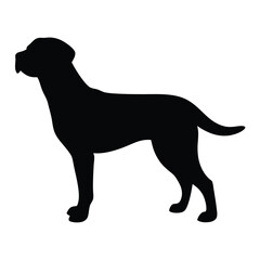 Black silhouette of a dog standing profile view vector illustration pet animal canine breed mastiff