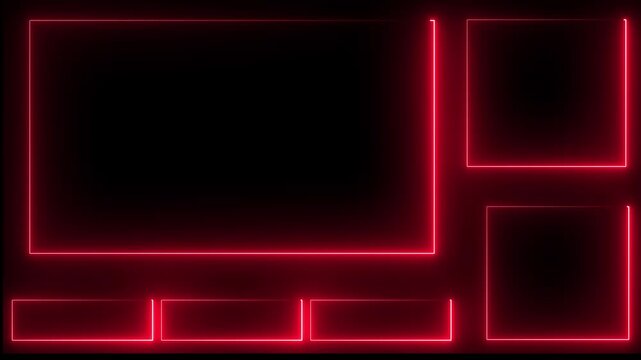 Intermission Stream Overlay Animated, Neon Sign looping and chat for live streaming ,Frame border HUD element. HUD viewfinder. Intermission Stream Overlay Animation. red color neon box..
