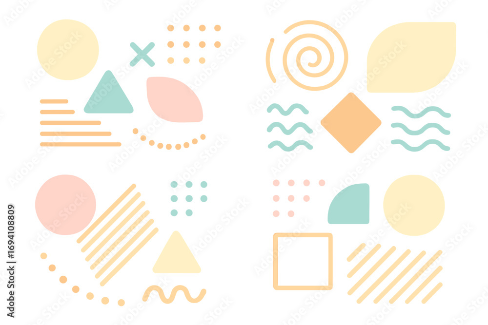 Poster set of abstract geometric shapes. memphis style design elements. trendy minimalist vector graphics i