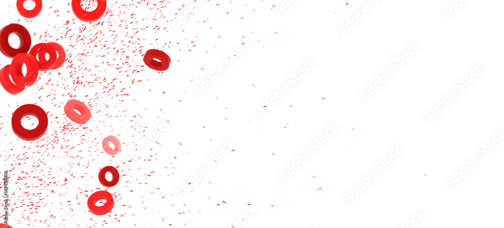 Poster modern abstract background with red rings and particles. perfect for websites, presentations, and mo