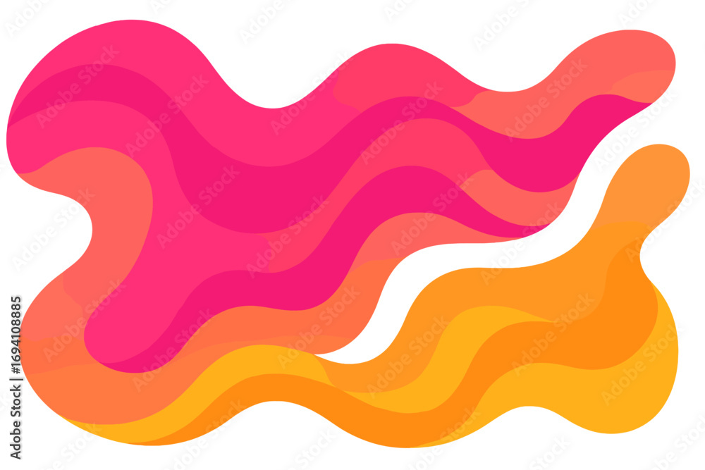 Poster vibrant abstract background with flowing liquid shapes. dynamic wavy lines in layered papercut style