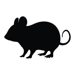 Black mouse silhouette vector illustration rodent animal clip art graphic design element isolated on white background