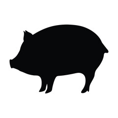 Pig silhouette vector graphic illustration for farm animals and livestock design projects black art