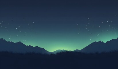 Dark blue gradient background with aurora, green and purple lights 