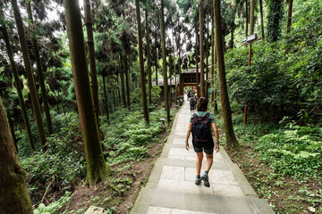 hiking the sacred stairs, Emeishan, Leshan Prefecture, Sichuan, People's Republic of China, Asia