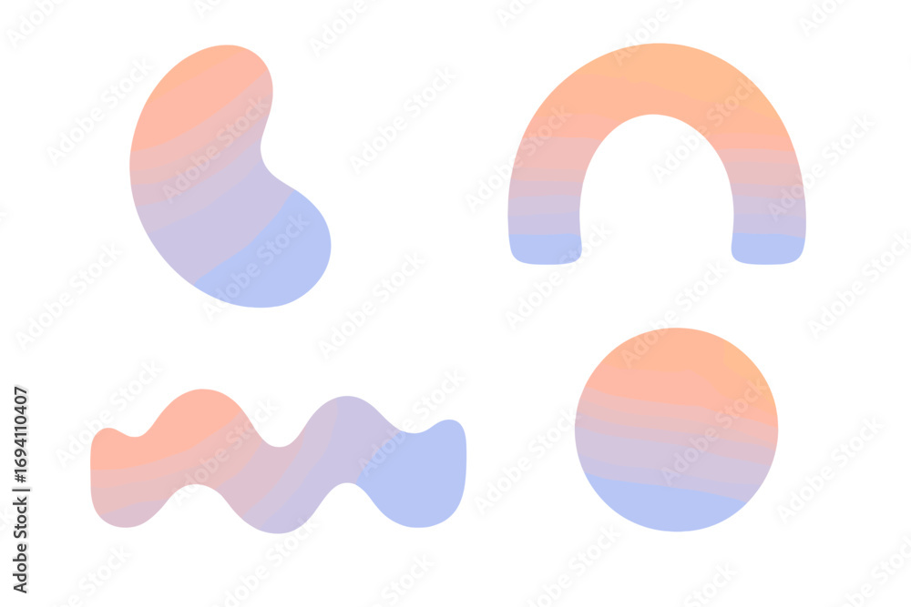 Poster set of colorful gradient abstract shapes. modern fluid amorphous graphic elements. vector illustrati