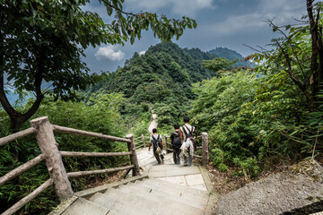 hiking the sacred stairs, Emeishan, Leshan Prefecture, Sichuan, People's Republic of China, Asia