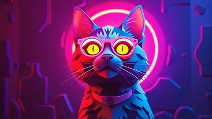 black cat on a blue background