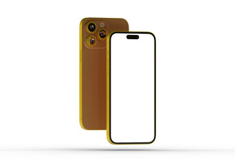High-quality image of a gold smartphone mockup. Perfect for app presentations, website designs, and marketing materials.