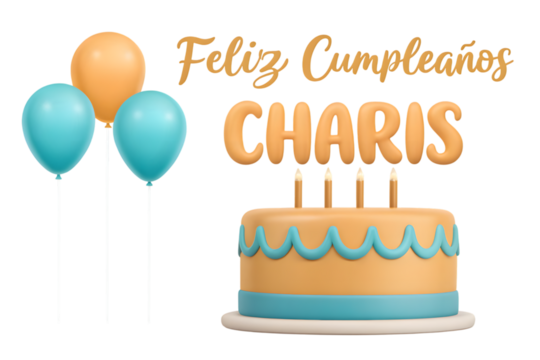 Feliz Cumpleanos Charis Cake Balloons happy birthday PNG Transparent background
