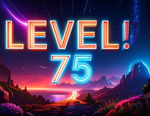 Retro-styled graphic of "Level 75