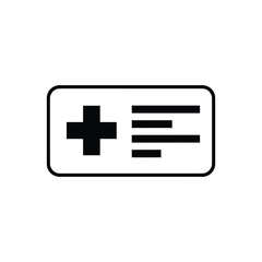 Obraz premium Medical card icon in a flat line style, representing a health insurance document or patient identification for healthcare services and emergency information