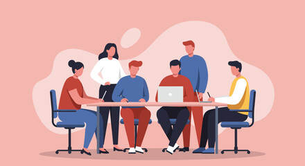 Diverse team collaborating in a business meeting, discussing ideas. Captures teamwork, communication, and modern workplace environment.