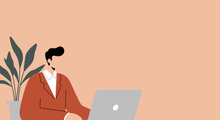 Professional man focused on his laptop, working diligently in a modern workspace. Ideal for business, technology, or remote work concepts.