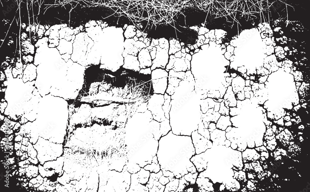 Aufkleber abstract black and white texture graphic design with cracked surface and random shapes for backgroun