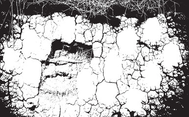 Abstract Black and White Texture Graphic Design with Cracked Surface and Random Shapes for Backgrounds and Overlays