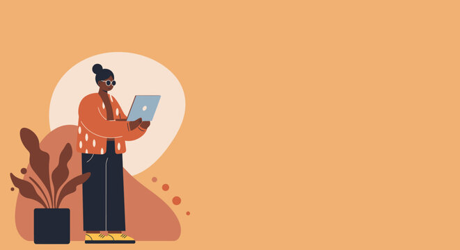 Stylish person focused on work using a laptop, embodying remote productivity and modern freelance lifestyle. Ideal for business, technology, or creative concepts.