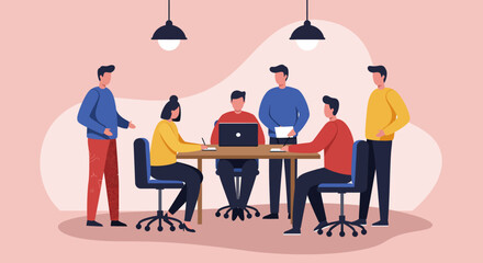 Diverse business team collaborates in a modern office meeting, actively discussing projects and sharing innovative ideas for success and growth.