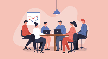 Diverse business team collaborates in a modern office meeting, discussing data and strategy. Ideal for corporate, teamwork, or professional development concepts.