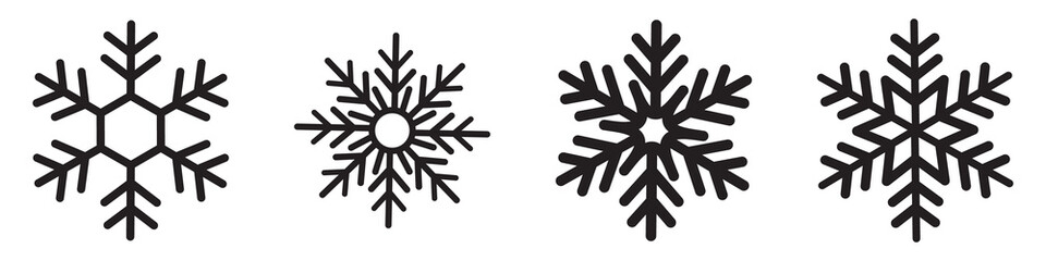 snowflakes icon, snow or snowflake winter symbol set vector art illustration isolated on...