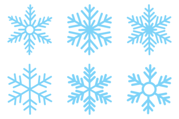 Snowflake different icons. Blue snowflake icon set isolated vector illustration. snowflakes icon, snow or snowflake winter symbol set vector art illustration isolated on transparent png